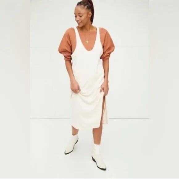 Free People Beach Be happy pinafore oversized dress maxi with slit size XS -M - Picture 11 of 11